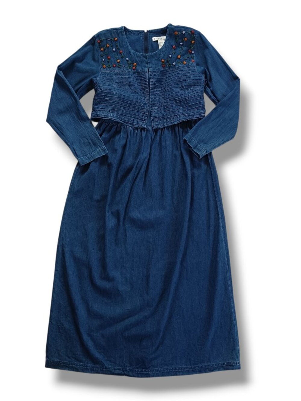 Vintage Women's Denim Maxi Dress Poems By Esteem Modest Western Prairie Size 10